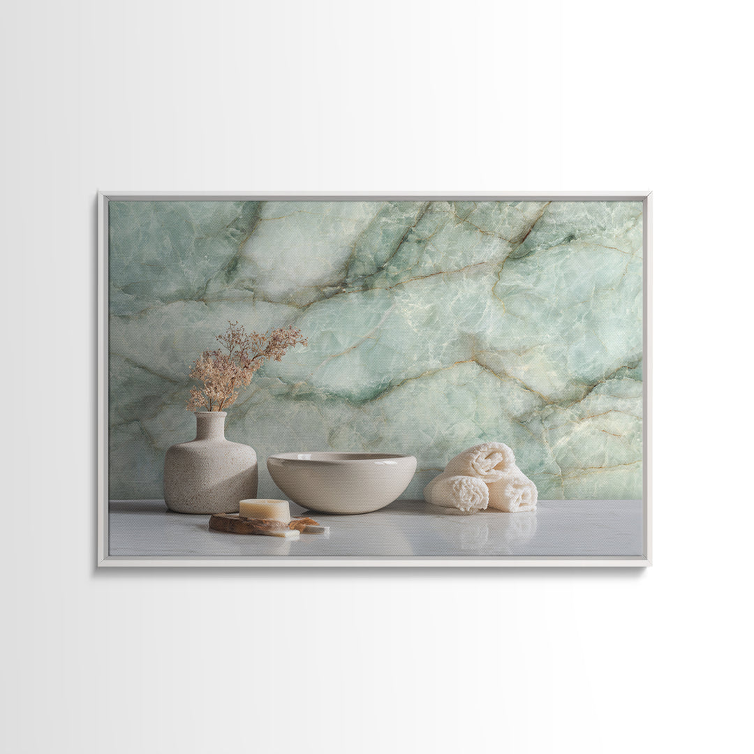 Abstract Marble Texture Framed Canvas Print, Bathroom Art, Bathroom Decor, Abstract Art, Spa, Bathroom Wall Decor, BAT-3x2-20