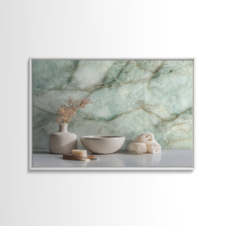 Abstract Marble Texture Framed Canvas Print, Bathroom Art, Bathroom Decor, Abstract Art, Spa, Bathroom Wall Decor, BAT-3x2-20