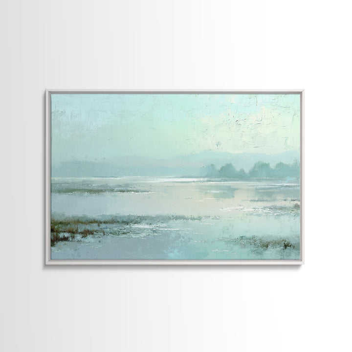 Misty Lake Scene Canvas Print, Bathroom Art, Canvas Wall Art, Bathroom Decor, Spa, Bathroom Wallpaper, Funny Bathroom Art, BAT-3x2-37
