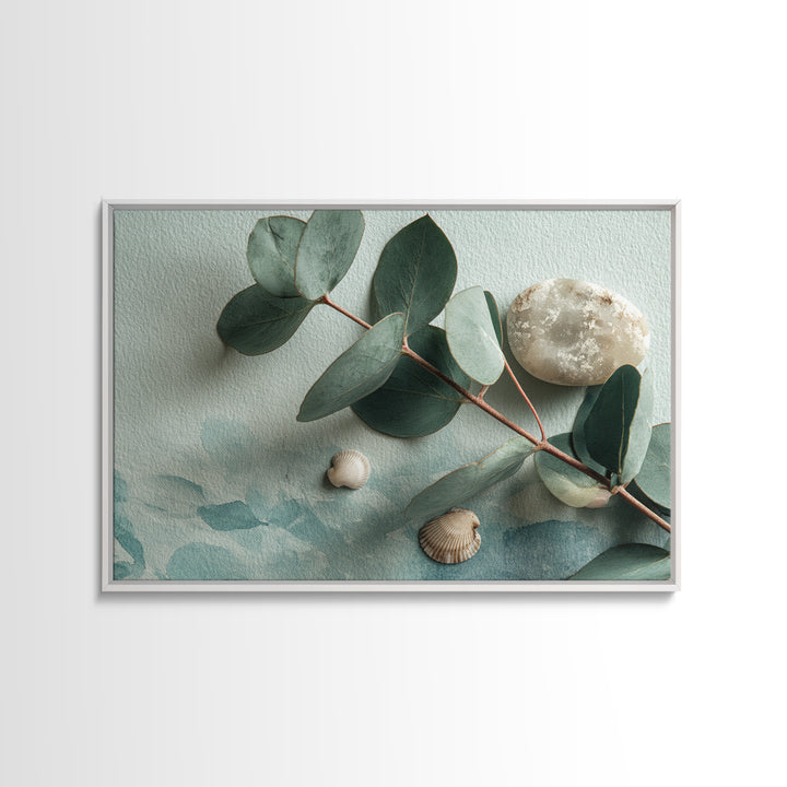 Spa Eucalyptus Branch Canvas Print, Bathroom Art, Wall Hanging, Bathroom Decor, Oil Painting, Spa, Modern Art, BAT-3x2-54