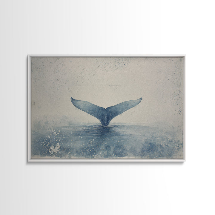 Watercolor Whale Tail Canvas Print, Bathroom Art, Trendy Wall Art, Bathroom Decor, Fine Art, Spa, Textured Painting, BAT-3x2-67