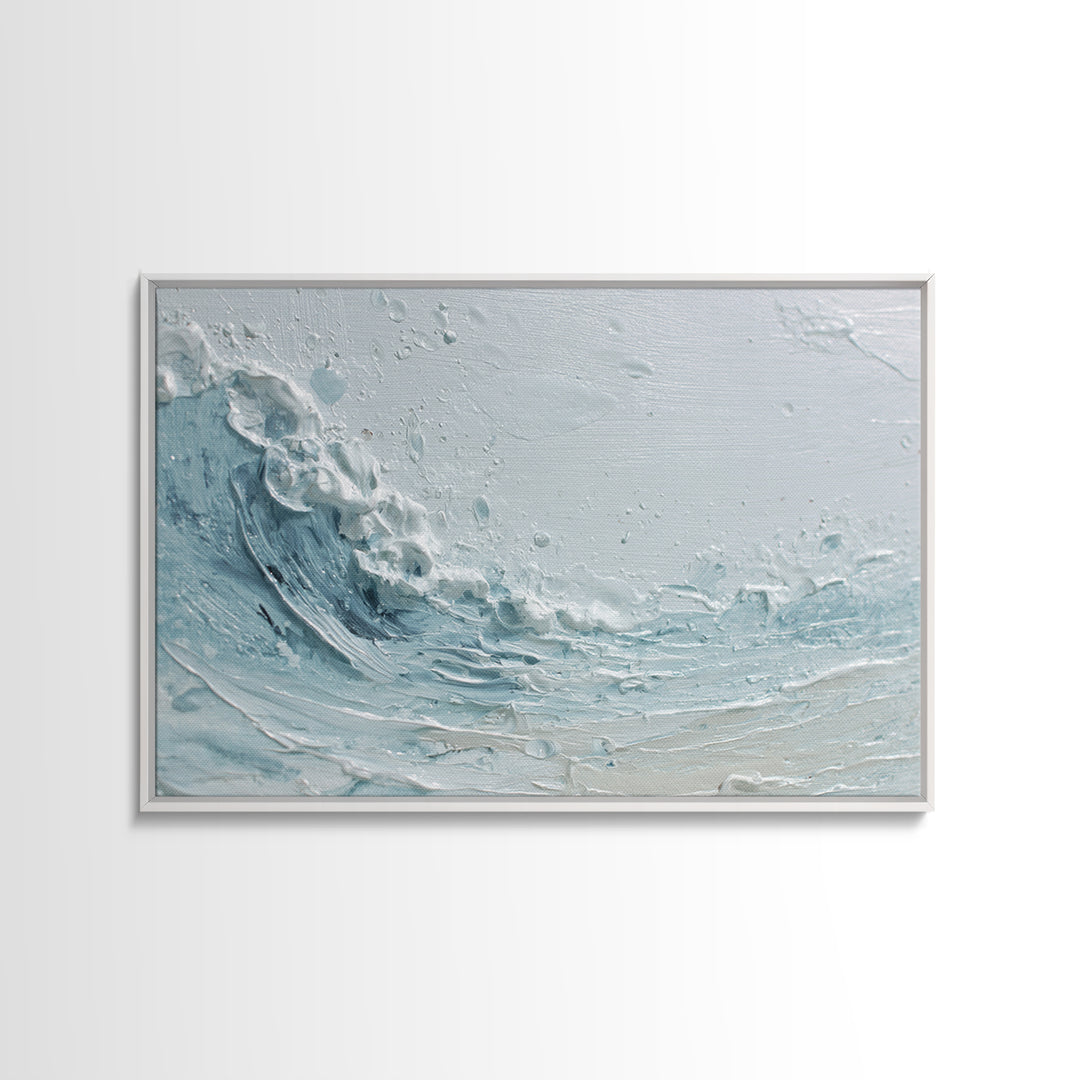 Calming Blue Ocean Wave Study Framed Canvas Print, Bathroom Art, Modern Art, Bathroom Decor, Fine Art, Spa, Statement Artwork, BAT-3x2-77