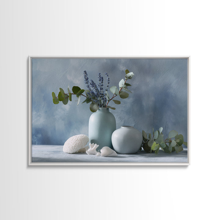 Lavender Sprigs in a Ceramic Vase Canvas Print, Bathroom Art, Funny Bathroom Art, Bathroom Decor, Fine Art, Spa, Art Print, BAT-3x2-88