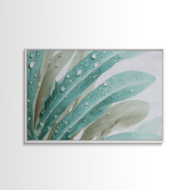 Tropical Leaf Silhouette Framed Canvas Print, Bathroom Art, Canvas Wall Art, Bathroom Decor, Fine Art, Spa, Bathroom Wallpaper, BAT-3x2-90