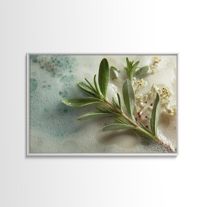Botanical Bath Herb Arrangement Canvas Print, Bathroom Art, Retro Wall Art, Bathroom Decor, Oil Painting, Spa, Modern Decor, BAT-3x2-93