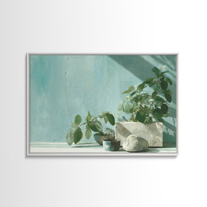 Sunlit Window Plant Shadow on Plaster Canvas Print, Bathroom Art, Bathroom Decor, Abstract Art, Spa, Funny Bathroom Art, BAT-3x2-94