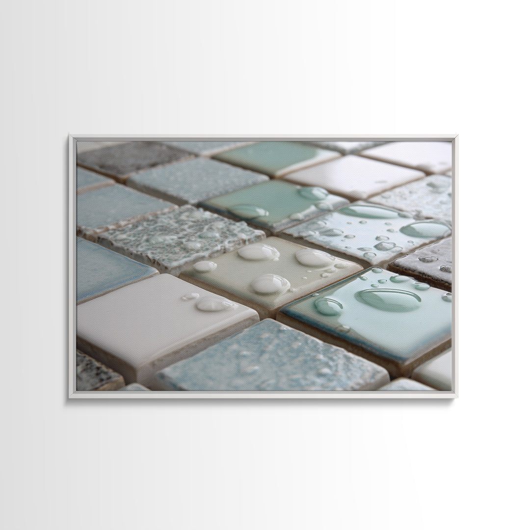 Clean Geometric Forms Framed Canvas Print, Bathroom Art, Bathroom Accessories, Bathroom Decor, Abstract Art, Spa, BAT-3x2-97