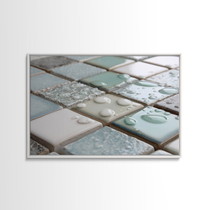 Clean Geometric Forms Framed Canvas Print, Bathroom Art, Bathroom Accessories, Bathroom Decor, Abstract Art, Spa, BAT-3x2-97