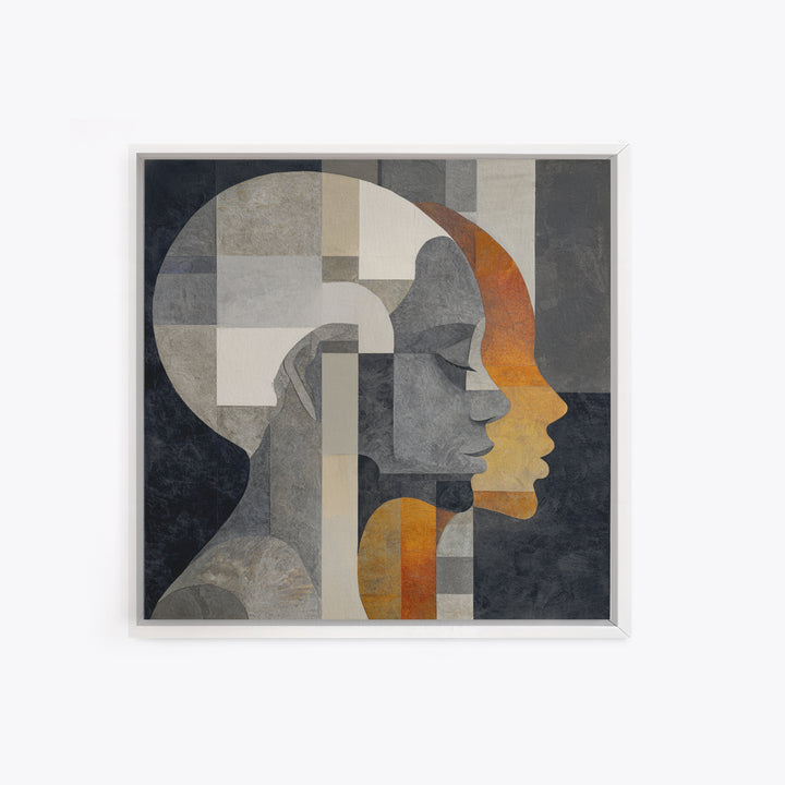 Monochrome Female Profile Framed Canvas Print, Black and White Art, Modern Decor, Living Room Decor, Abstract Art, Monochrome, BAW-1x1-1
