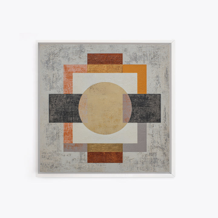 Geometric Bauhaus Grayscale Shapes Canvas Print, Black and White Art, Abstract Wall Art, Living Room Decor, Abstract Art, BAW-1x1-18