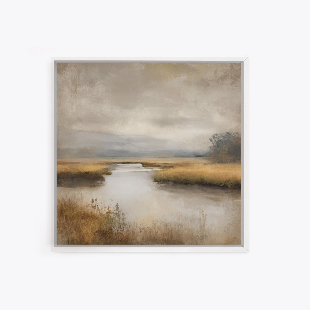 Misty Bridge Landscape Canvas Print, Black and White Art, Abstract Art, Living Room Decor, Watercolor Art, Monochrome, BAW-1x1-19