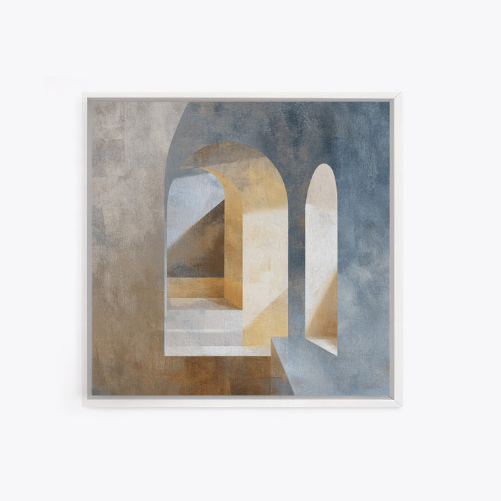 High Contrast Architectural Arches and Shadows Canvas Print, Black and White Art, Mid Century Modern, Living Room Decor, BAW-1x1-3