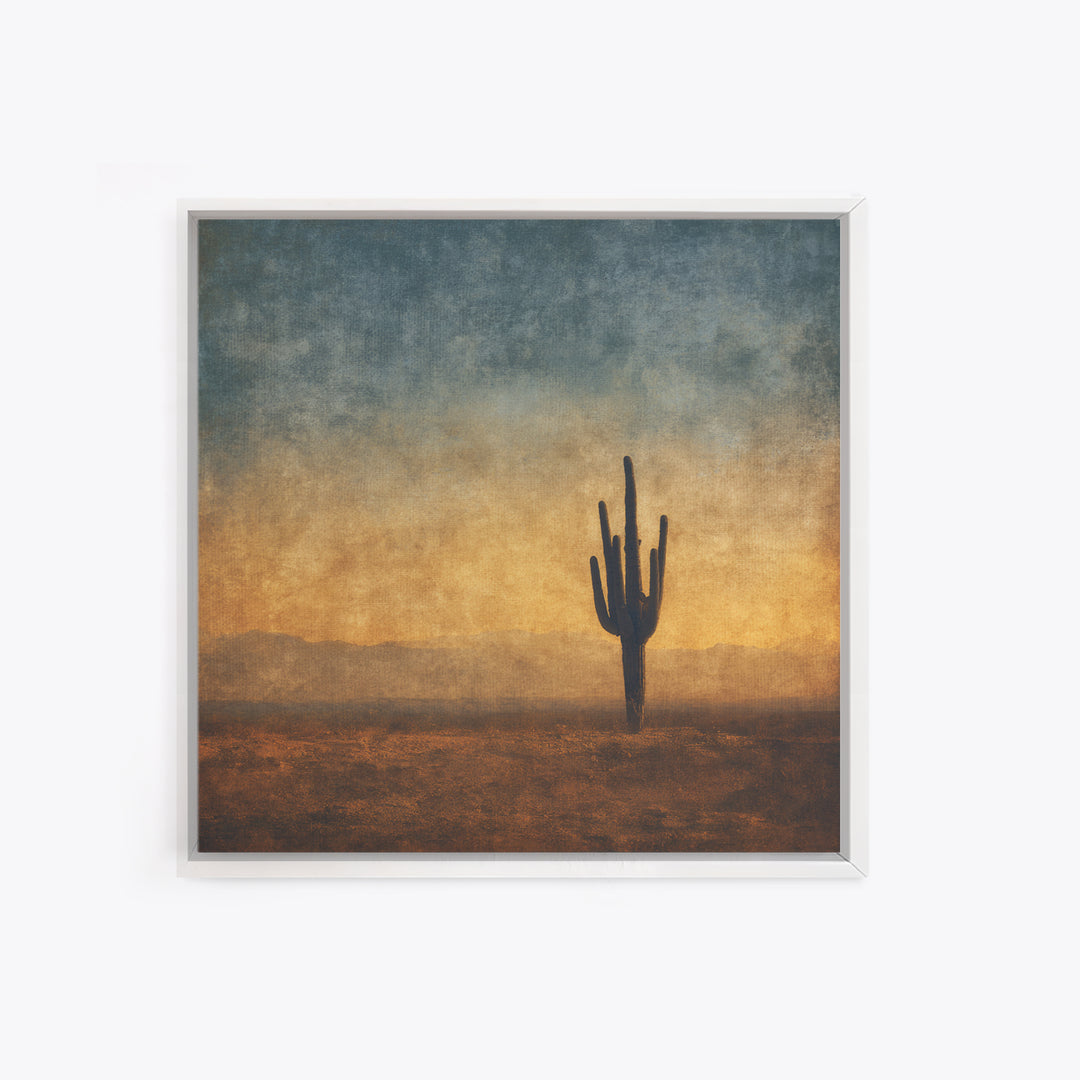Monochrome Desert Cactus Silhouette Canvas Print, Black and White Art, Luxury Decor, Living Room Decor, Fine Art, Monochrome, BAW-1x1-45