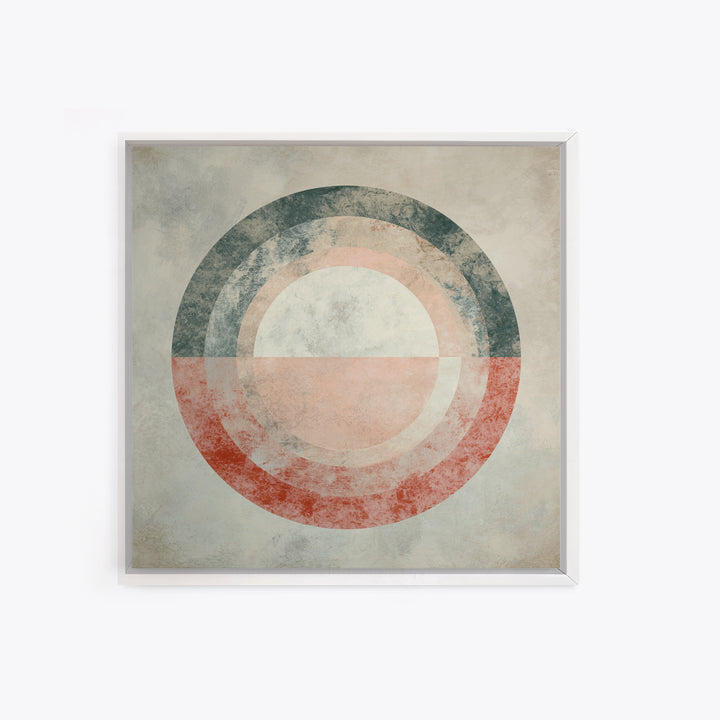 Large Circle and Line Abstract Framed Canvas Print, Black and White Art, Wall Decor, Living Room Decor, Fine Art, Monochrome, BAW-1x1-48