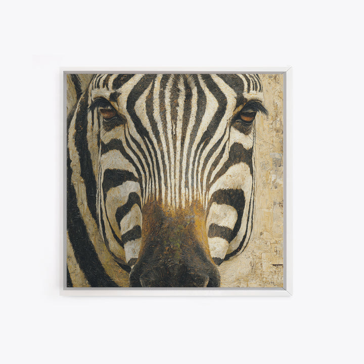 Zebra Stripe Closeup as Graphic Abstraction Canvas Print, Black and White Art, Living Room Decor, Monochrome, BAW-1x1-56