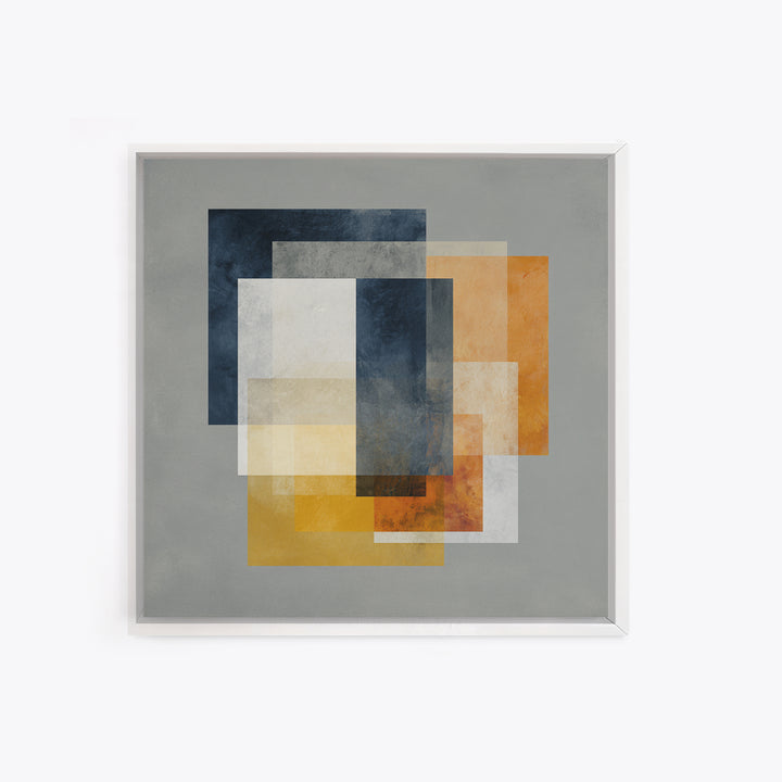 Geometric Bauhaus Grayscale Shapes Framed Canvas Print, Black and White Art, Set of 3 Prints, Living Room Decor, Monochrome, BAW-1x1-66