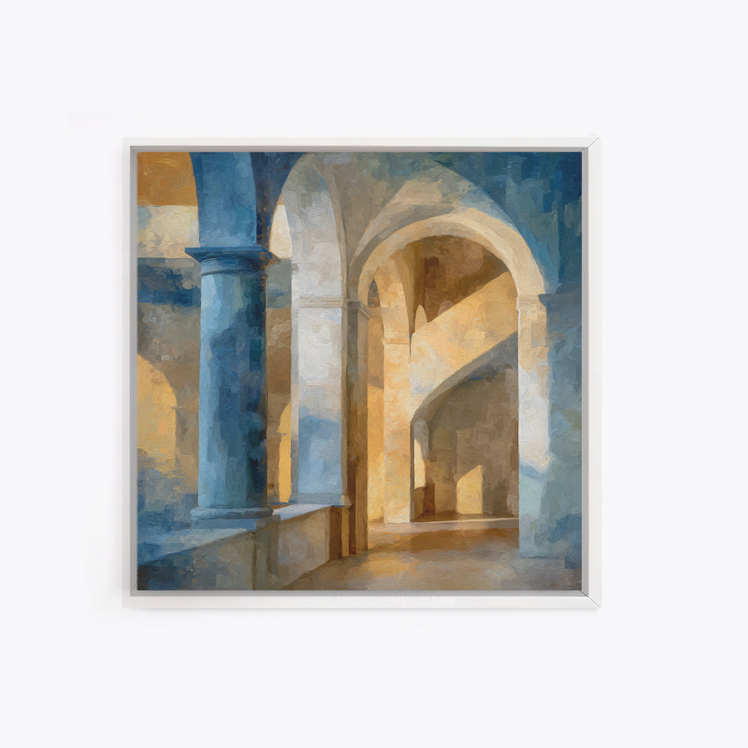 High Contrast Architectural Arches and Shadows Canvas Print, Black and White Art, Statement Artwork, Living Room Decor, BAW-1x1-75