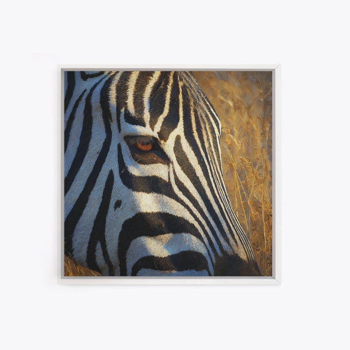 Zebra Stripe Closeup as Graphic Abstraction Framed Canvas Print, Black and White Art, Art Print, Living Room Decor, Monochrome, BAW-1x1-8
