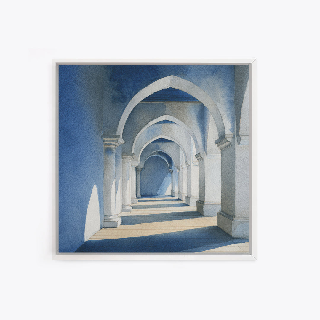 High Contrast Architectural Arches and Shadows Canvas Print, Black and White Art, Wall Decor, Living Room Decor, Monochrome, BAW-1x1-99