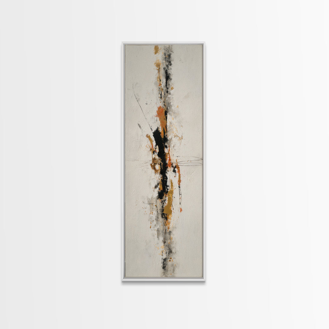 Abstract Charcoal Gestures on White Paper Canvas Print, Black and White Art, Living Room Decor, Abstract Art, Monochrome, BAW-1x3-16