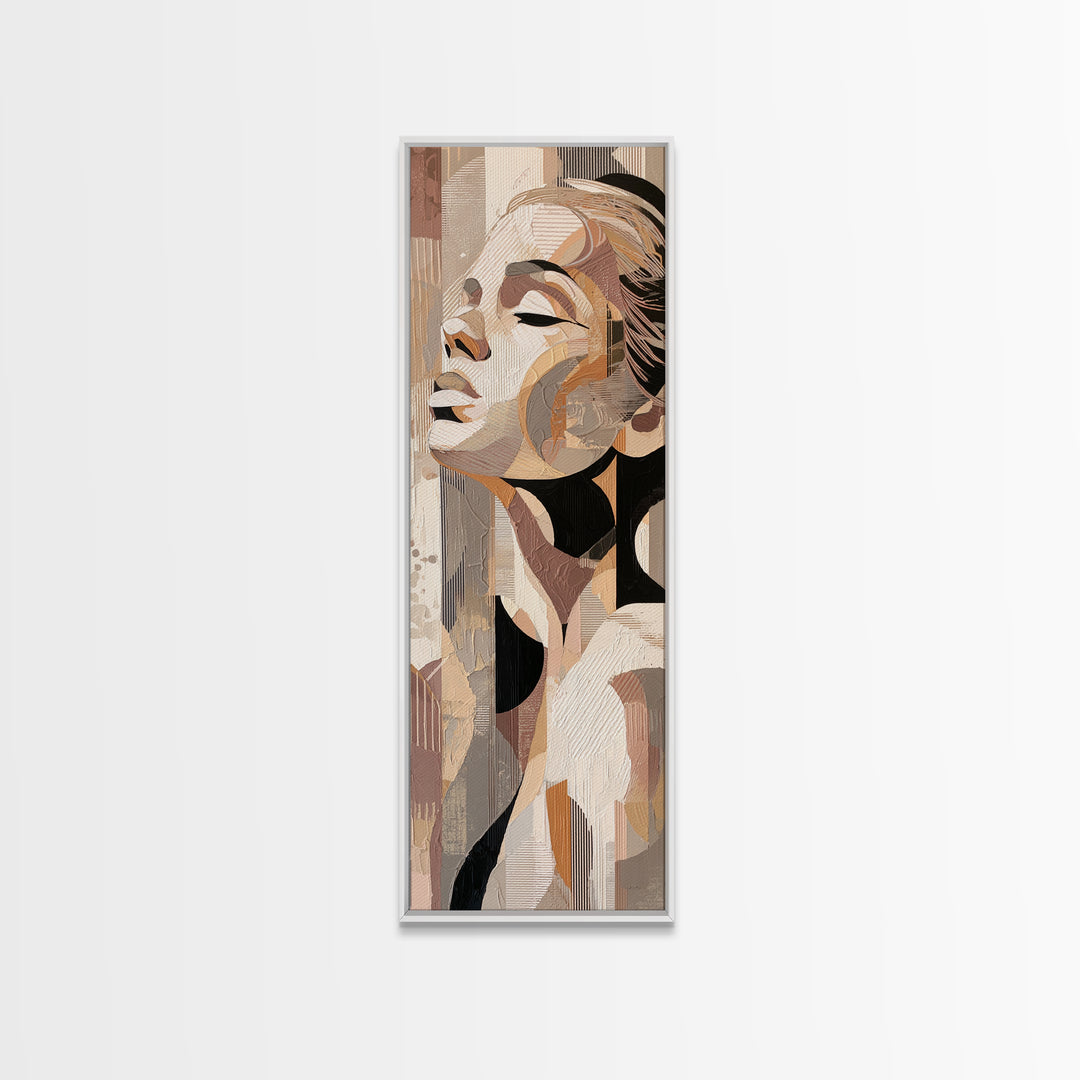 Monochrome Female Profile Canvas Print, Black and White Art, Minimalist Decor, Living Room Decor, Fine Art, Monochrome, BAW-1x3-37