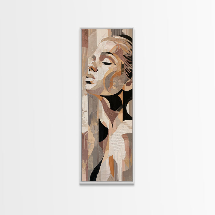 Monochrome Female Profile Canvas Print, Black and White Art, Minimalist Decor, Living Room Decor, Fine Art, Monochrome, BAW-1x3-37