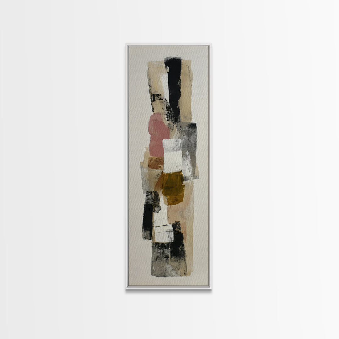 Abstract Charcoal Gestures on White Paper Canvas Print, Black and White Art, Gothic Decor, Living Room Decor, Monochrome, BAW-1x3-40