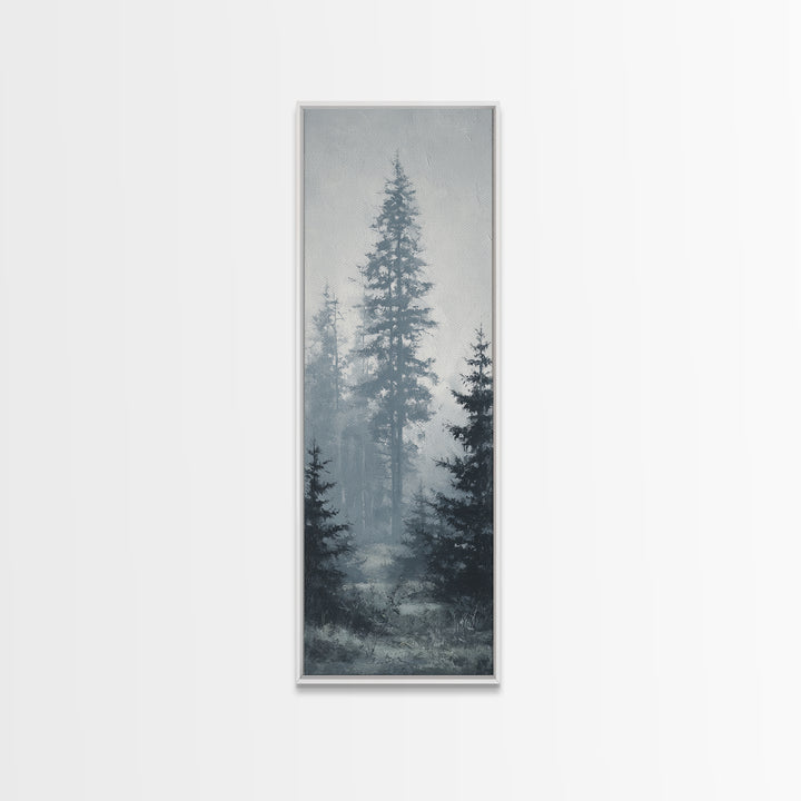 Moody Foggy Forest Canvas Print, Black and White Art, Printable Art, Living Room Decor, Fine Art, Monochrome, Gallery Decor, BAW-1x3-43