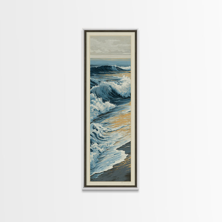 Stormy Ocean Wave Framed Canvas Print, Black and White Art, Modern Decor, Living Room Decor, Fine Art, Monochrome, Wall Decor, BAW-1x3-46