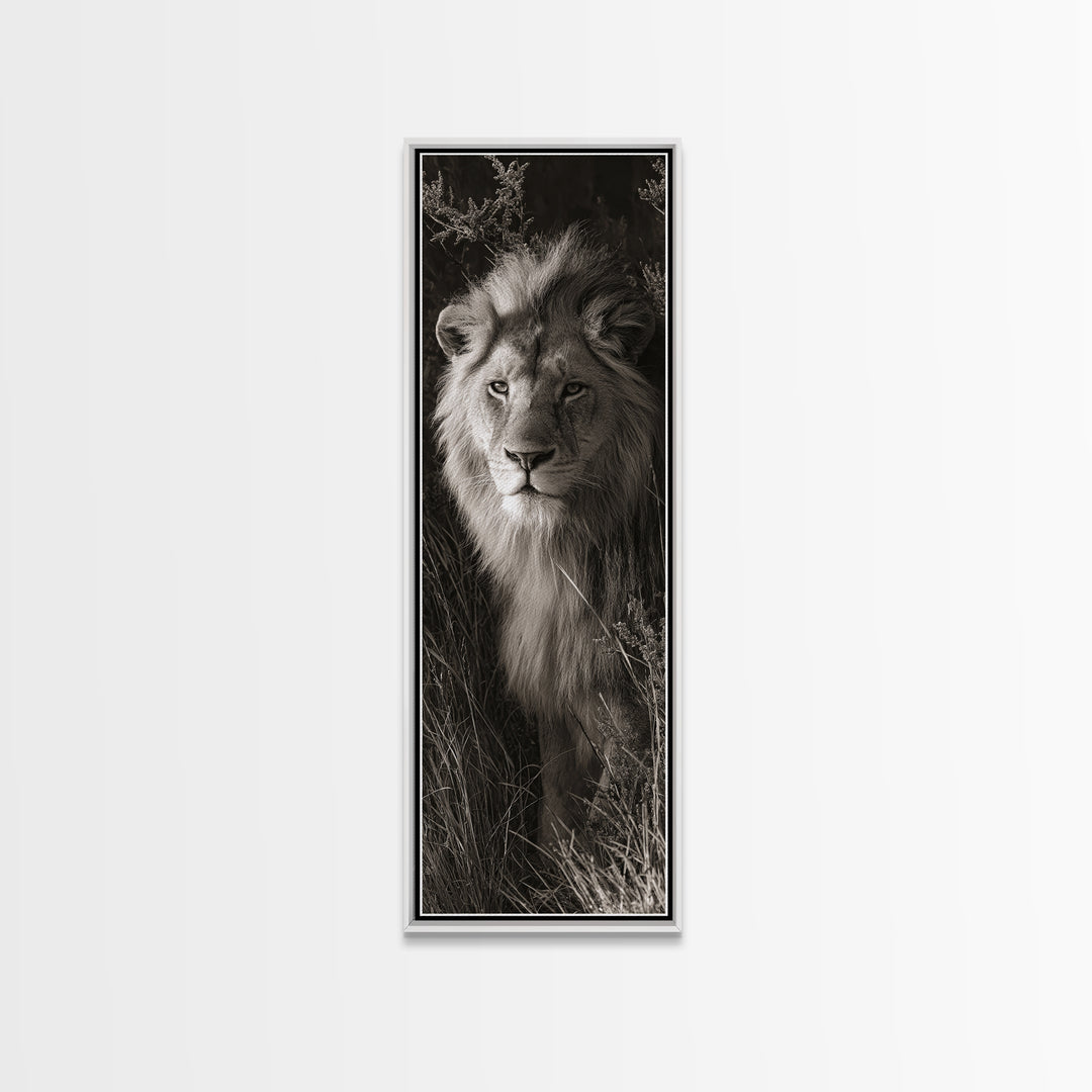 Dramatic Black and White Lion Portrait Canvas Print, Black and White Art, Art, Living Room Decor, Fine Art, Monochrome, BAW-1x3-77