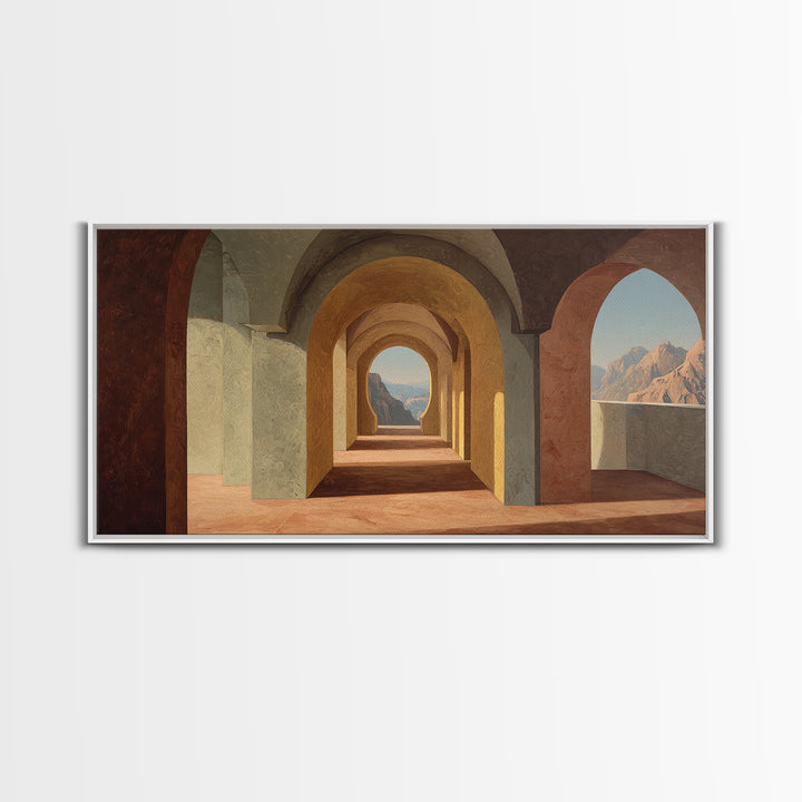 High Contrast Architectural Arches and Shadows Canvas Print, Black and White Art, Digital Art, Living Room Decor, Monochrome, BAW-2x1-23