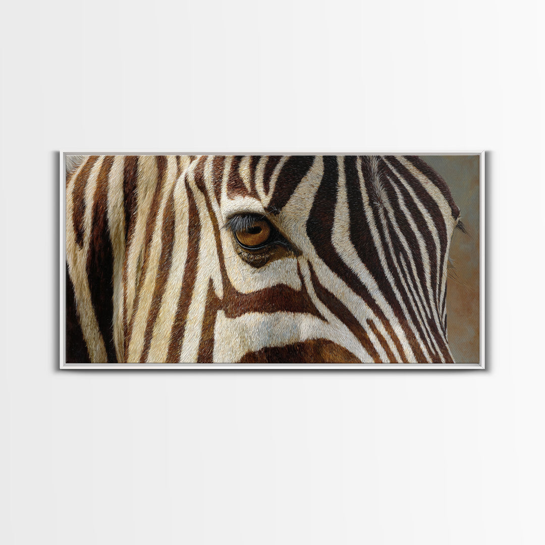 Zebra Stripe Closeup as Graphic Abstraction Canvas Print, Black and White Art, Contemporary Art, Living Room Decor, Monochrome, BAW-2x1-28