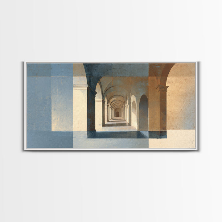 High Contrast Architectural Arches and Shadows Canvas Print, Black and White Art, Original Art, Living Room Decor, Monochrome, BAW-2x1-47