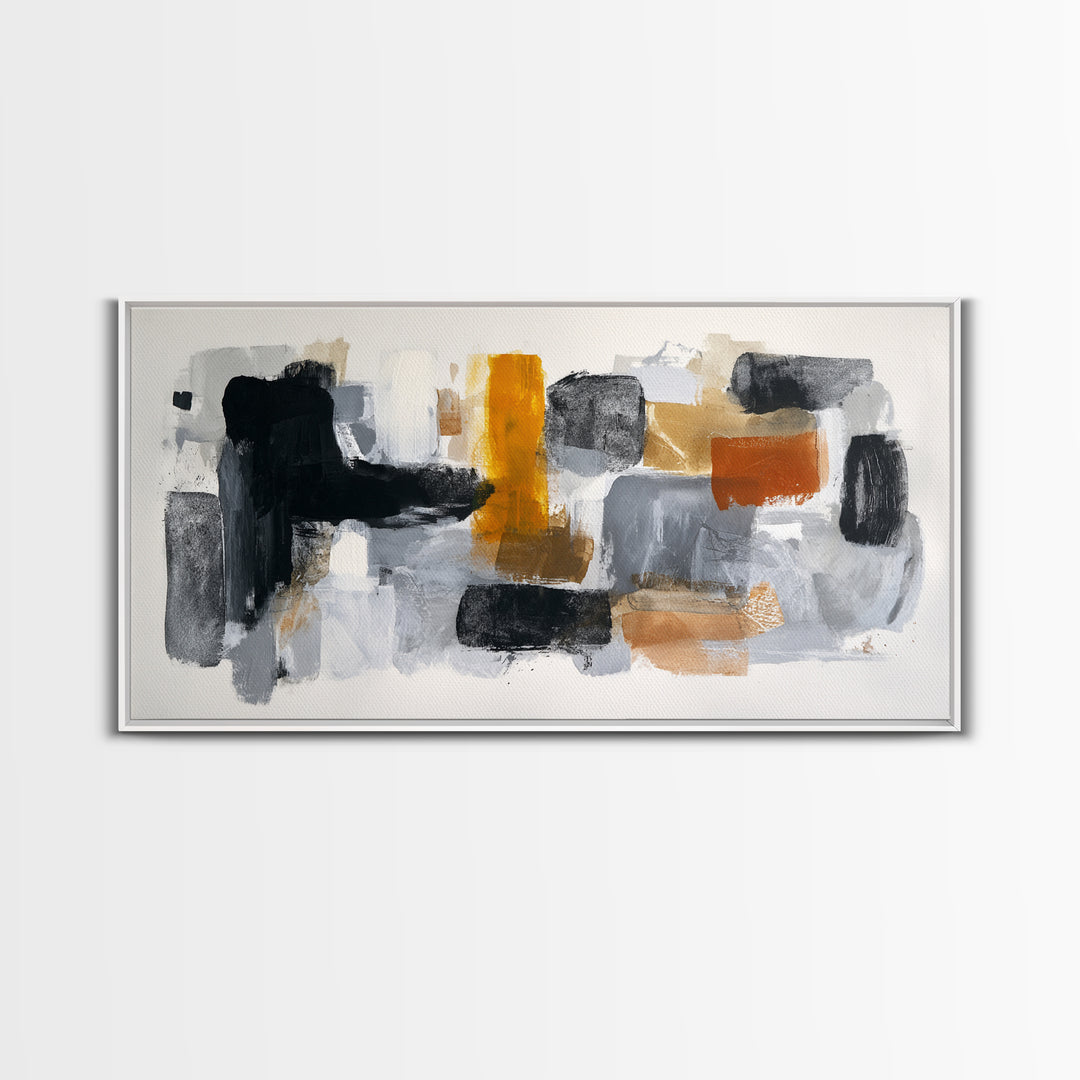 Abstract Charcoal Gestures on White Paper Canvas Print, Black and White Art, Digital Prints, Living Room Decor, Abstract Art, BAW-2x1-48