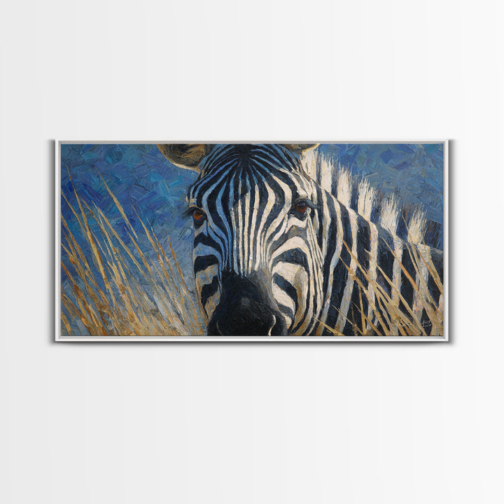 Zebra Stripe Closeup as Graphic Abstraction Canvas Print, Black and White Art, Halloween Decor, Living Room Decor, Monochrome, BAW-2x1-52