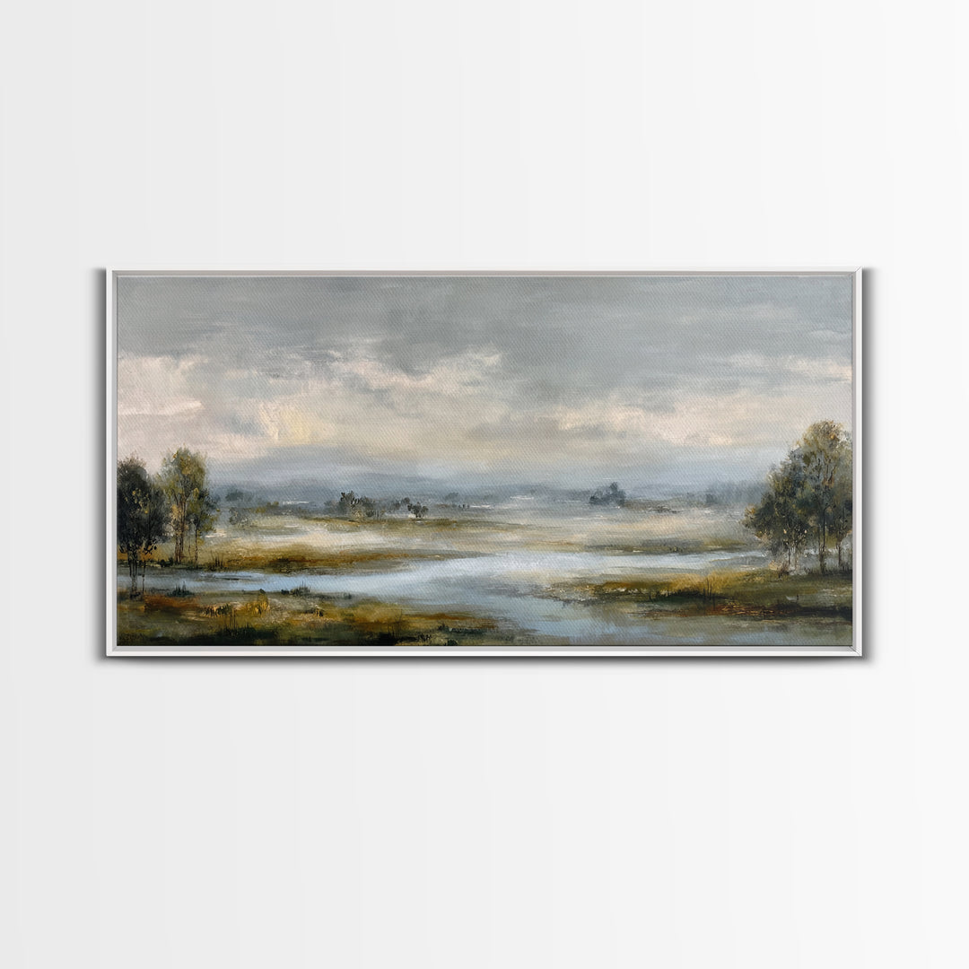 Misty Bridge Landscape Canvas Print, Black and White Art, Printable Art, Living Room Decor, Fine Art, Monochrome, Gallery Decor, BAW-2x1-63