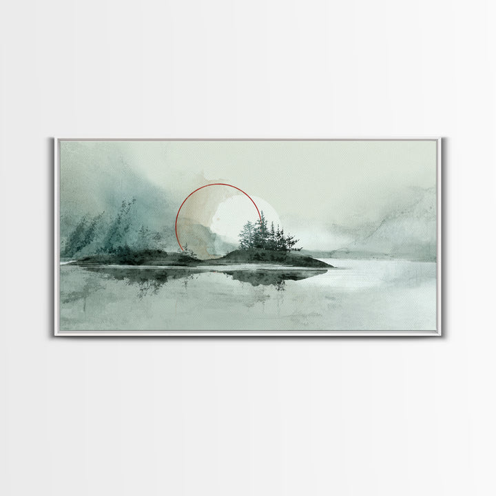Large Circle and Line Abstract Canvas Print, Black and White Art, Digital Art, Living Room Decor, Abstract Art, Monochrome, BAW-2x1-68