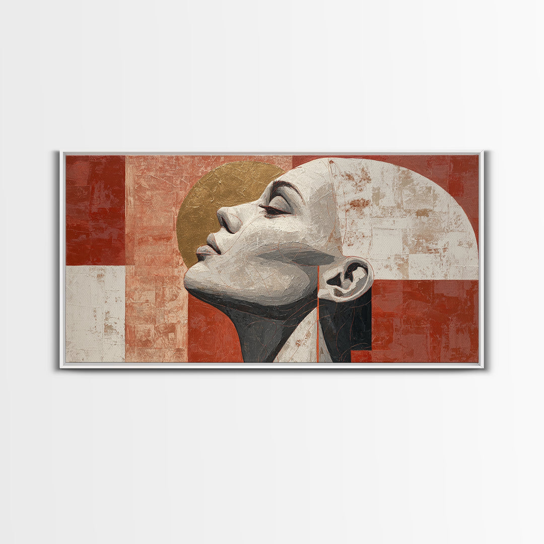 Monochrome Female Profile Canvas Print, Black and White Art, Printable Art, Living Room Decor, Abstract Art, Monochrome, BAW-2x1-69