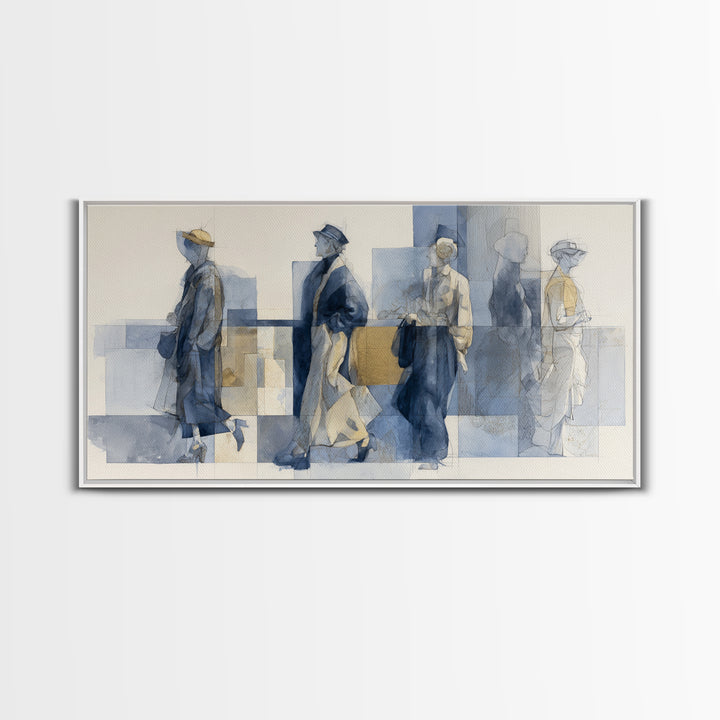 Classic Nude Figure Sketch Canvas Print, Black and White Art, Original Art, Living Room Decor, Oil Painting, Monochrome, BAW-2x1-77