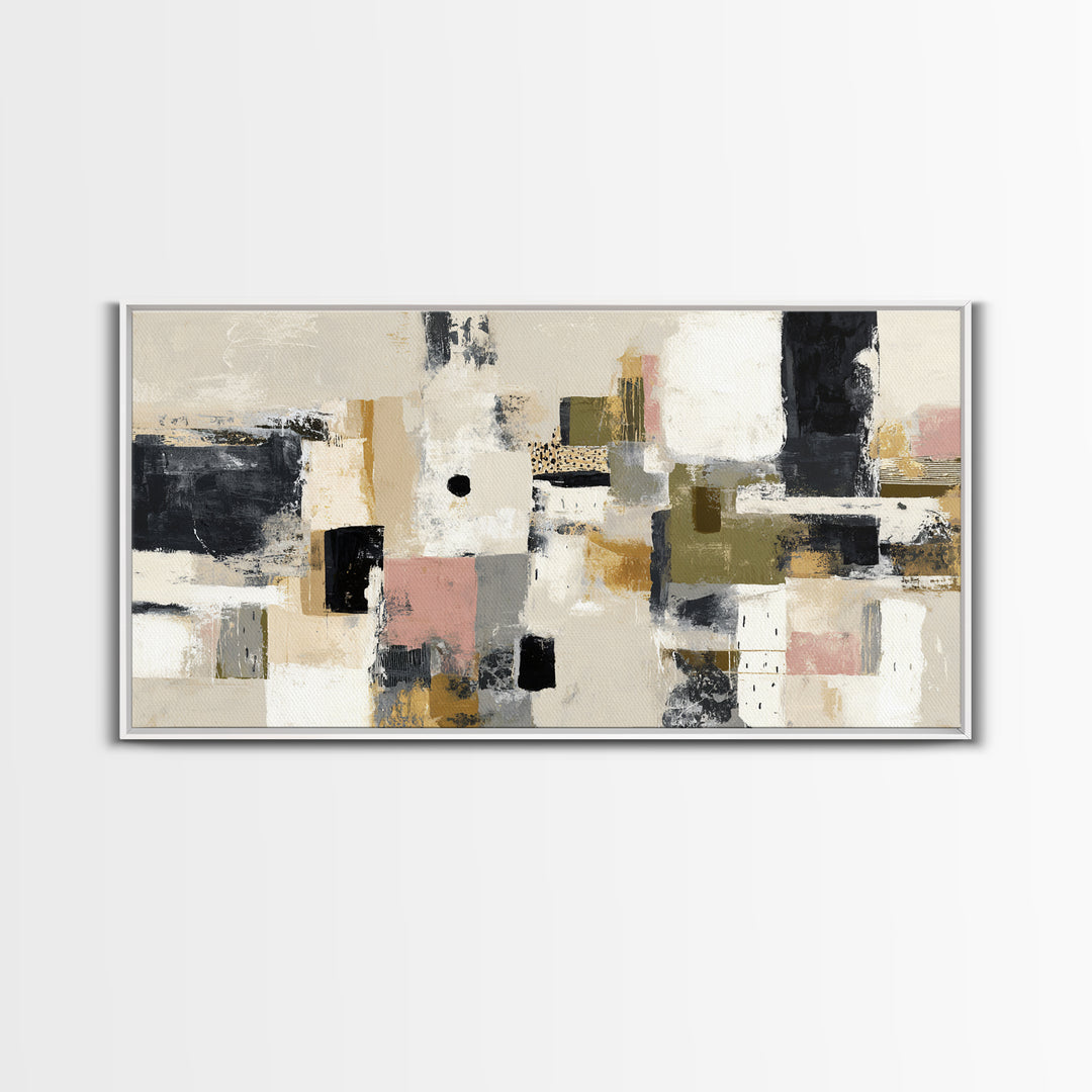 Abstract Marble Texture Framed Canvas Print, Black and White Art, Wall Decor, Living Room Decor, Fine Art, Monochrome, BAW-2x1-83