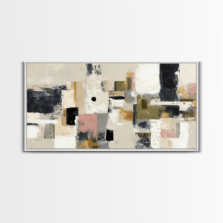 Abstract Marble Texture Framed Canvas Print, Black and White Art, Wall Decor, Living Room Decor, Fine Art, Monochrome, BAW-2x1-83