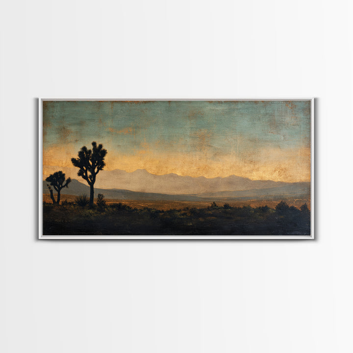 Monochrome Desert Cactus Silhouette Canvas Print, Black and White Art, Apartment Decor, Living Room Decor, Oil Painting, BAW-2x1-89