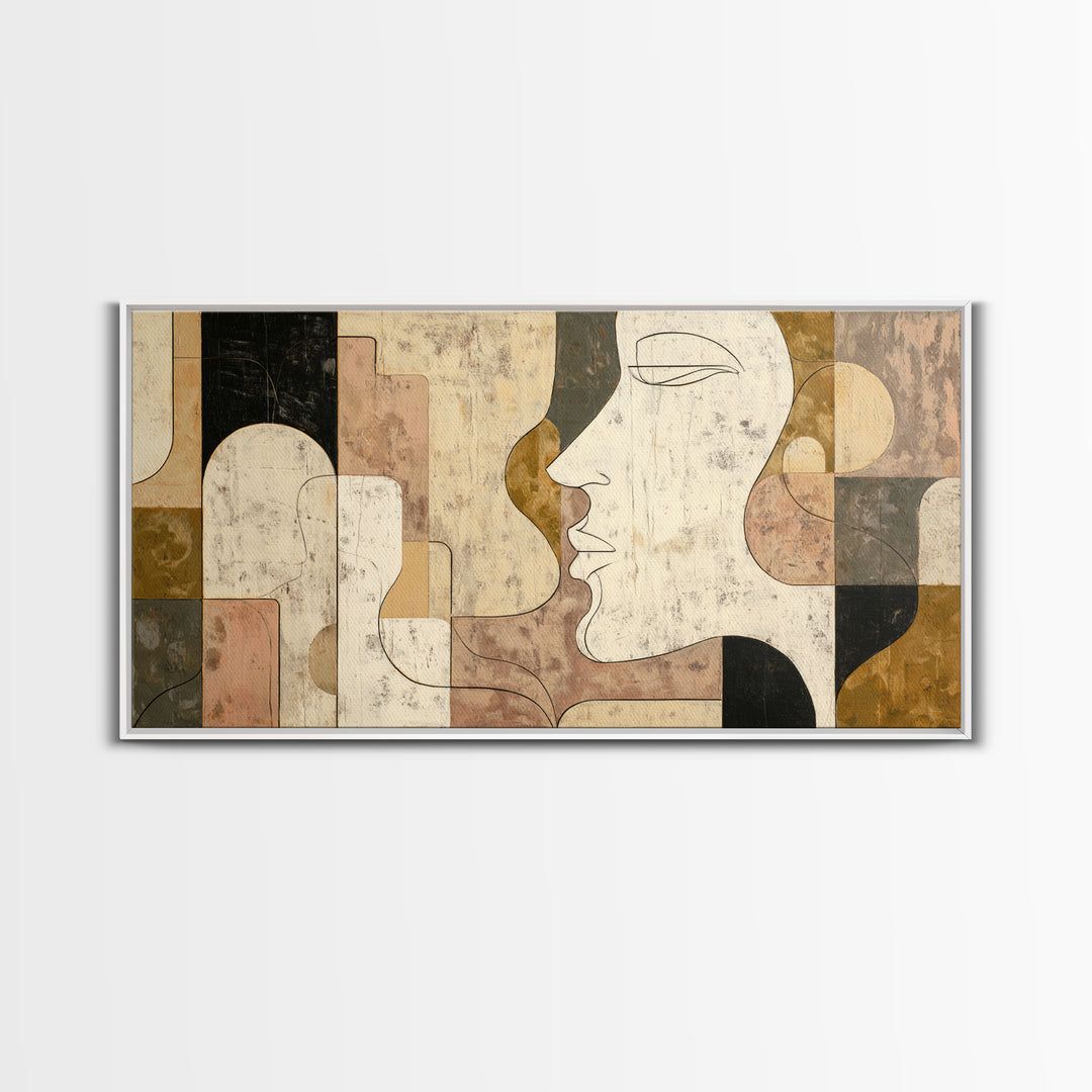 Monochrome Female Profile Canvas Print, Black and White Art, Printable Art, Living Room Decor, Abstract Art, Monochrome, BAW-2x1-93