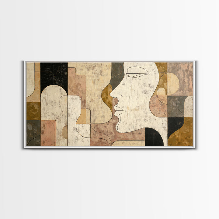 Monochrome Female Profile Canvas Print, Black and White Art, Printable Art, Living Room Decor, Abstract Art, Monochrome, BAW-2x1-93