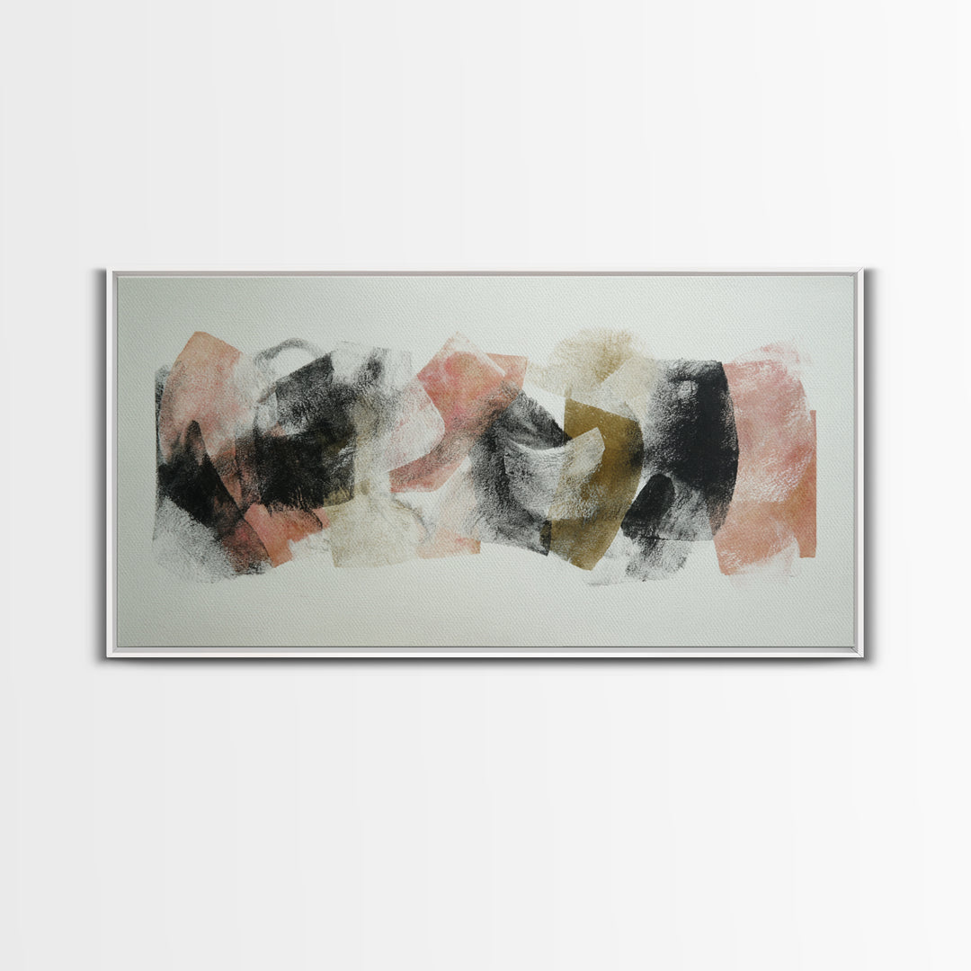Abstract Charcoal Gestures on White Paper Canvas Print, Black and White Art, Modern Wall Art, Living Room Decor, Monochrome, BAW-2x1-96