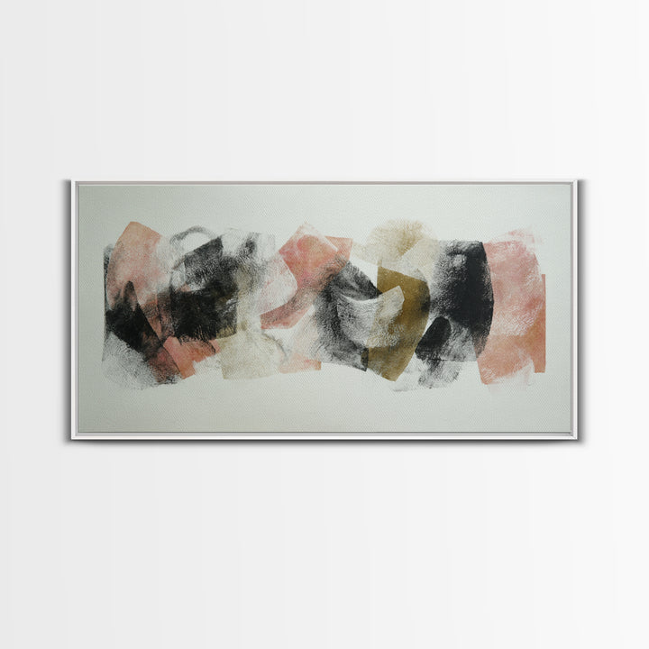 Abstract Charcoal Gestures on White Paper Canvas Print, Black and White Art, Modern Wall Art, Living Room Decor, Monochrome, BAW-2x1-96