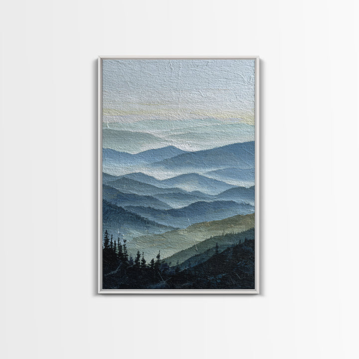 Black Ink Mountain Range Canvas Print, Black and White Art, Contemporary Art, Living Room Decor, Fine Art, Monochrome, BAW-2x3-10