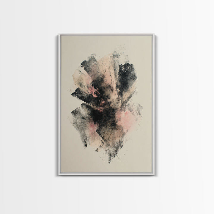 Abstract Charcoal Gestures on White Paper Framed Canvas Print, Black and White Art, Art Prints, Living Room Decor, Monochrome, BAW-2x3-12