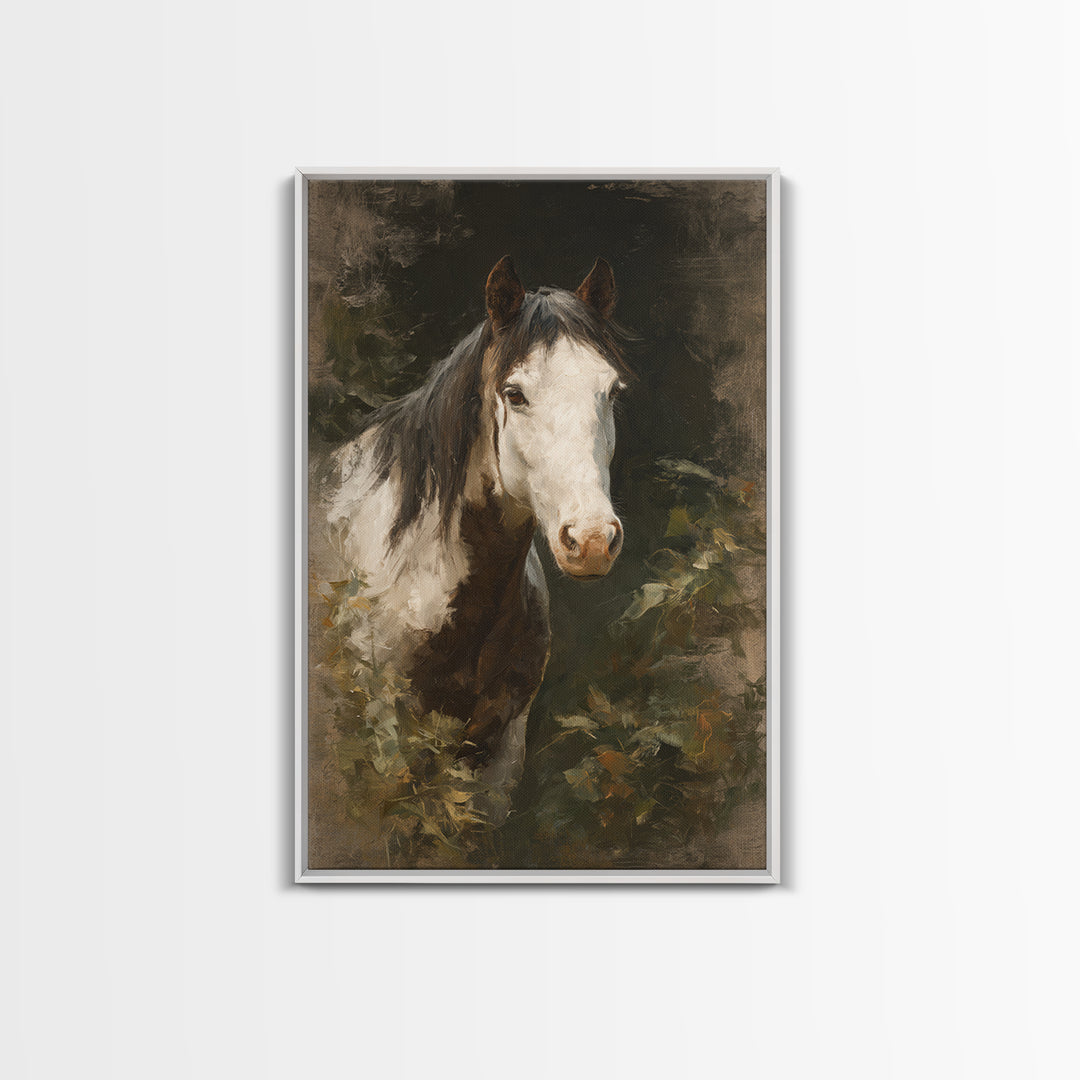 Black and White Wild Horse Portrait Canvas Print, Black and White Art, Printable Wall Art, Living Room Decor, Monochrome, BAW-2x3-13