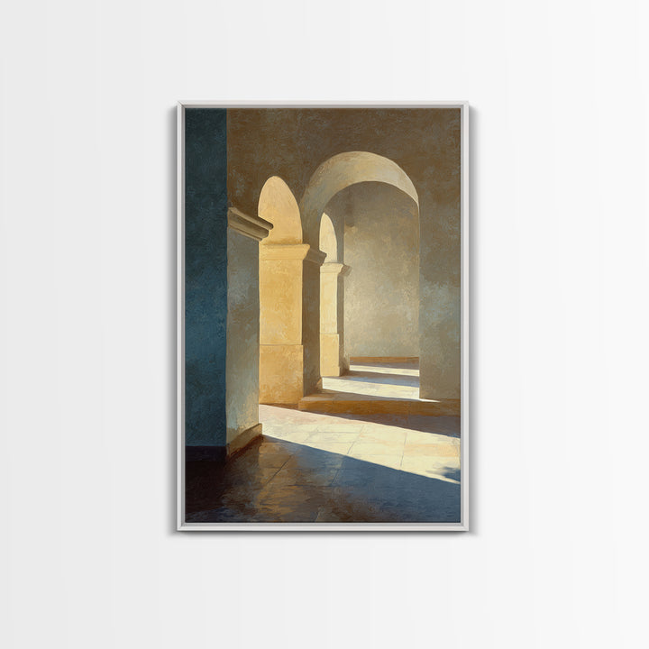 High Contrast Architectural Arches and Shadows Canvas Print, Black and White Art, Digital Art, Living Room Decor, Monochrome, BAW-2x3-35
